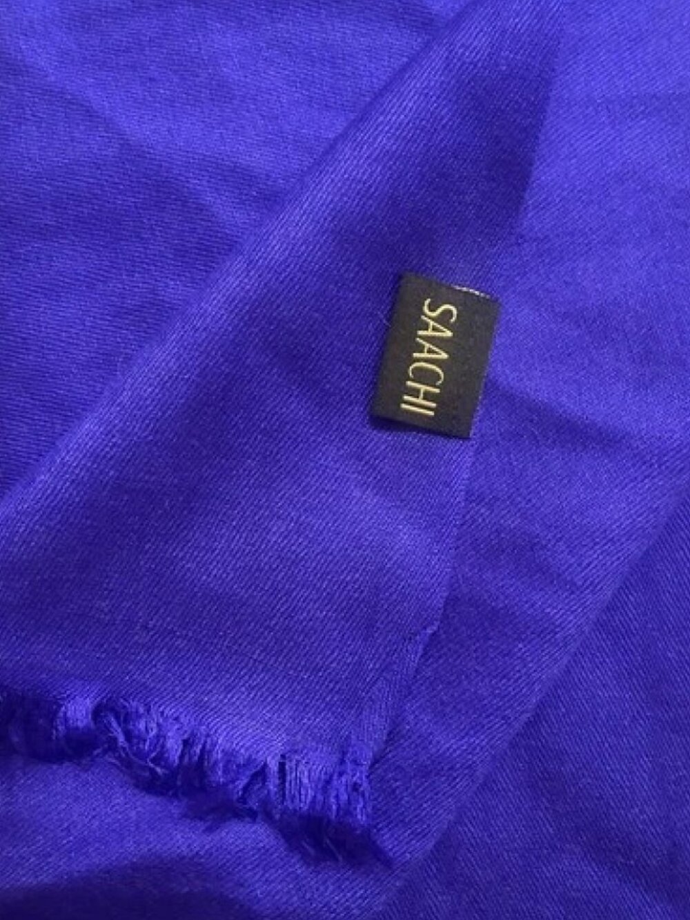 SAACHI Cashmere Silk Eyelash Fringe Scarf Midnight Blue NWT